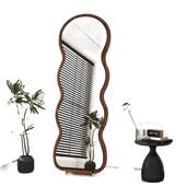 网红轻奢波浪全身镜家用落地镜高级异型壁挂全身镜落地卧室试衣镜