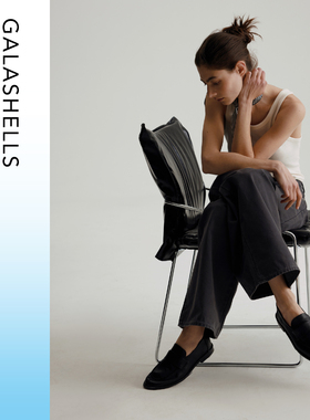 GALASHELLS24321-0001黑曜石成衣染色帆布休闲裤