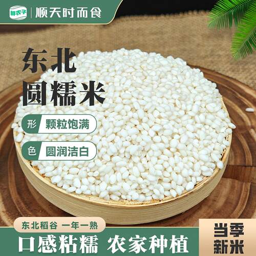 1东北圆糯米圆粒新糯米白江米包粽子糍粑大米汤圆酿酒农家杂粮