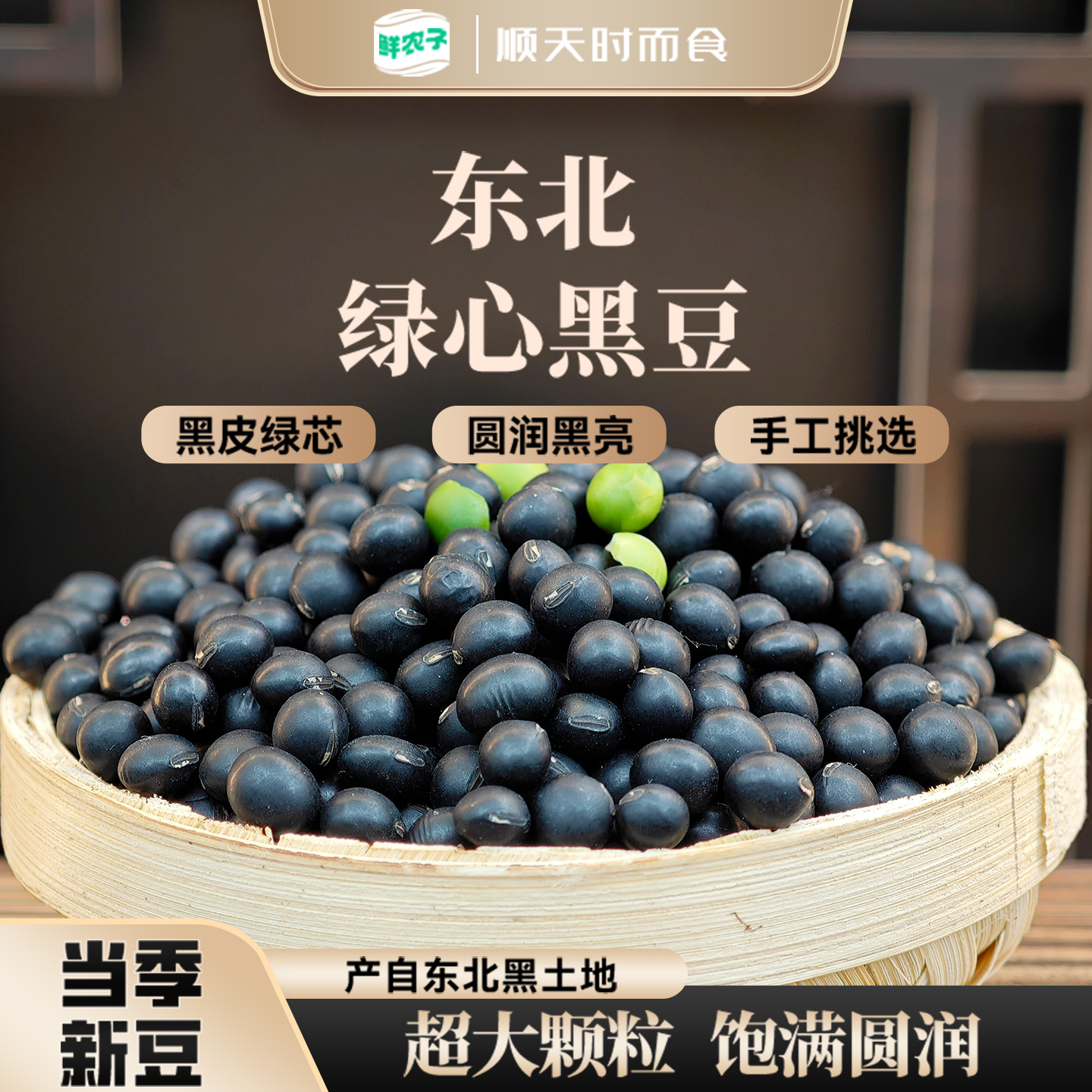 东北绿芯黑豆高蛋白农家自产青仁黑豆绿心五谷杂粮磨豆浆用小包装