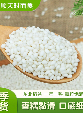 东北圆糯米圆粒新糯米白江米包粽子糍粑大米汤圆酿酒杂粮1斤包装