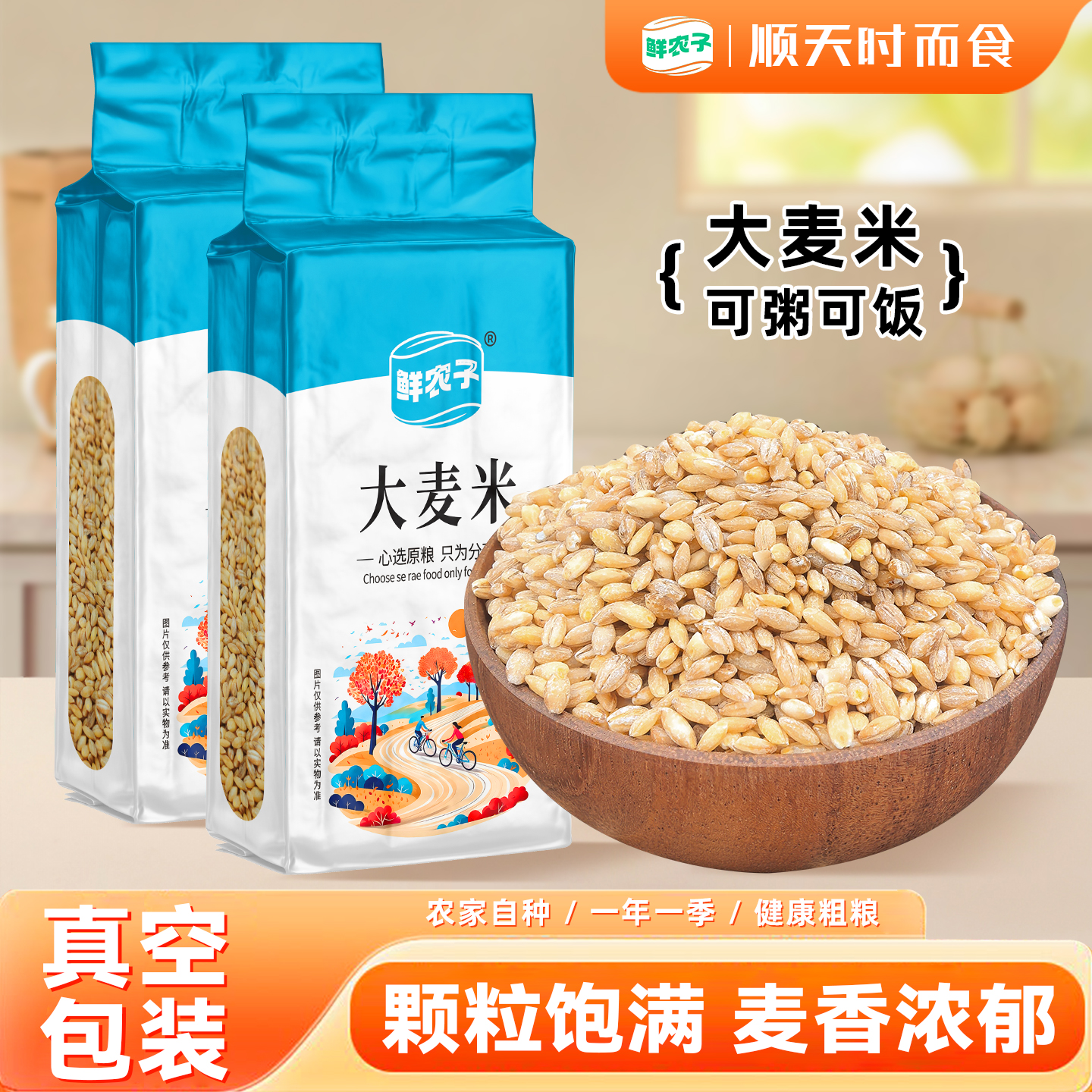 真空包装25年新米东北大麦仁去皮大麦米五谷杂粮粗粮500克