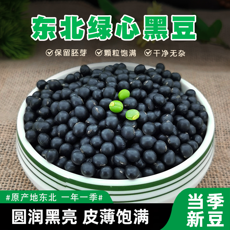 东北绿芯黑豆5斤装新货五谷杂粮青仁黑豆豆浆原料农家新大豆2.5kg