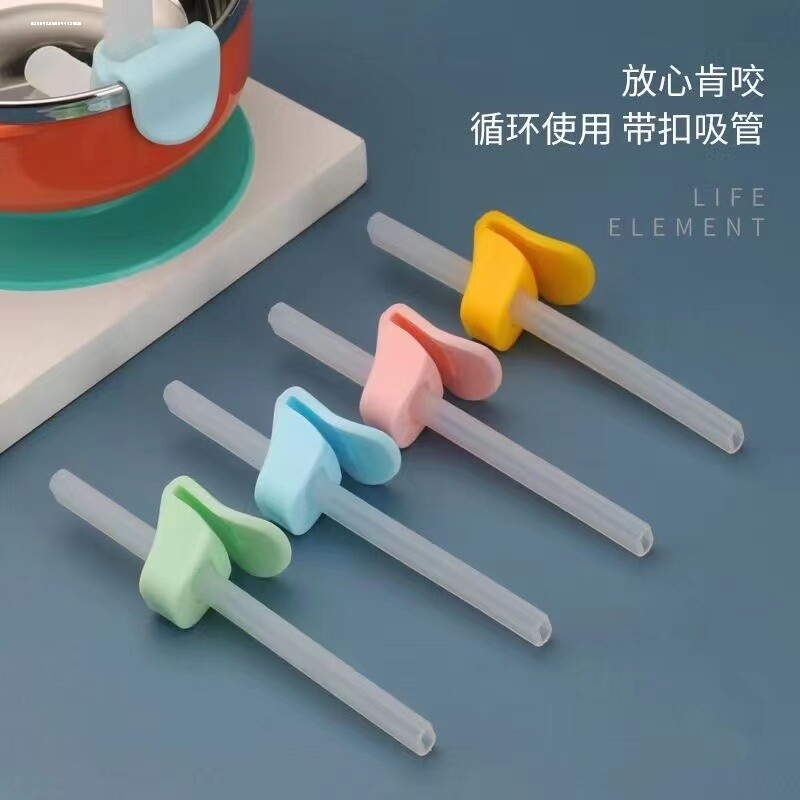 宝宝卡扣吸管非一次性喝汤神器儿童食品级硅胶配件婴儿汤碗 - 实物图