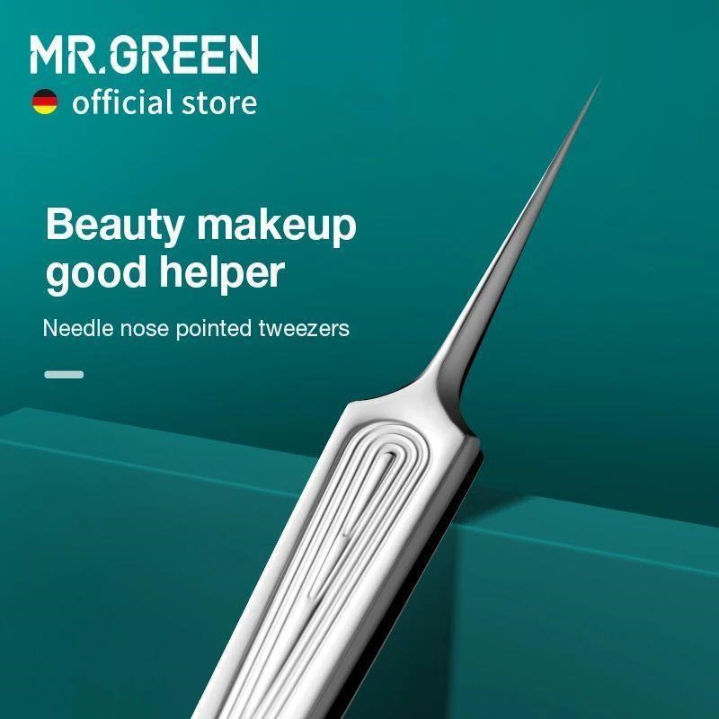 MR.GREEN Ingrown Hair Tweezers Needle Nose Pointed Tips Eyeb