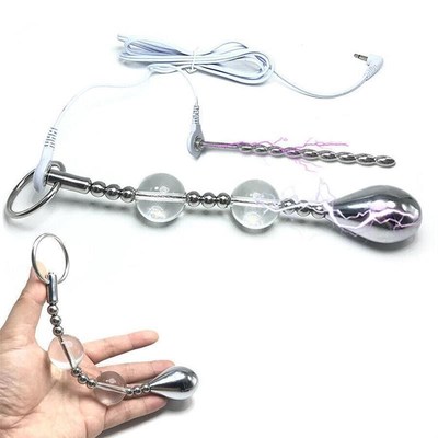 Electric Shock Metal Anal Plug Anal Beads Prostate Massager