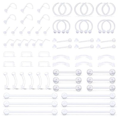 Clear Piercing Retainer Septum Nose Studs Flexible Lip Ear