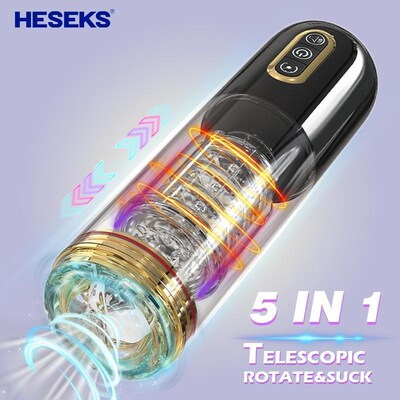 HESEKS Automatic Telescopic Rotation Suction Male Masturbati