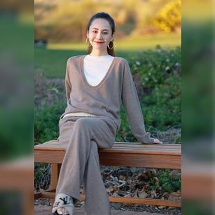 WinnieTang慵懒针织套装|M.ORO山羊绒羊毛针织衫阔腿裤背心三件套