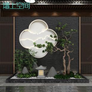 饰壁画墙布 3d新中式 景观背景墙纸饭店大厅壁纸火锅立体浮雕山水装