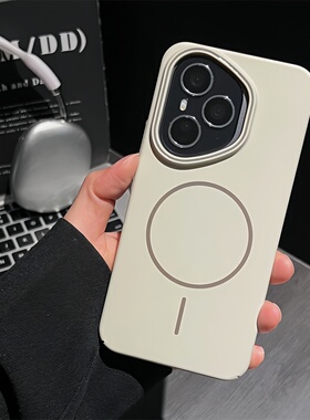 高级感岩白色Magsafe磁吸无线充电适用荣耀400pro手机壳超薄honor300肤感微磨砂200亚克力100硬magic7保护套