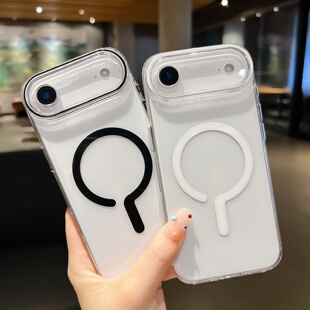 高透问号磁吸适用iphoneAir手机壳新款苹果17promax透明超薄PC硬壳17pro高级感16pm不易黄ip15全包防摔保护套