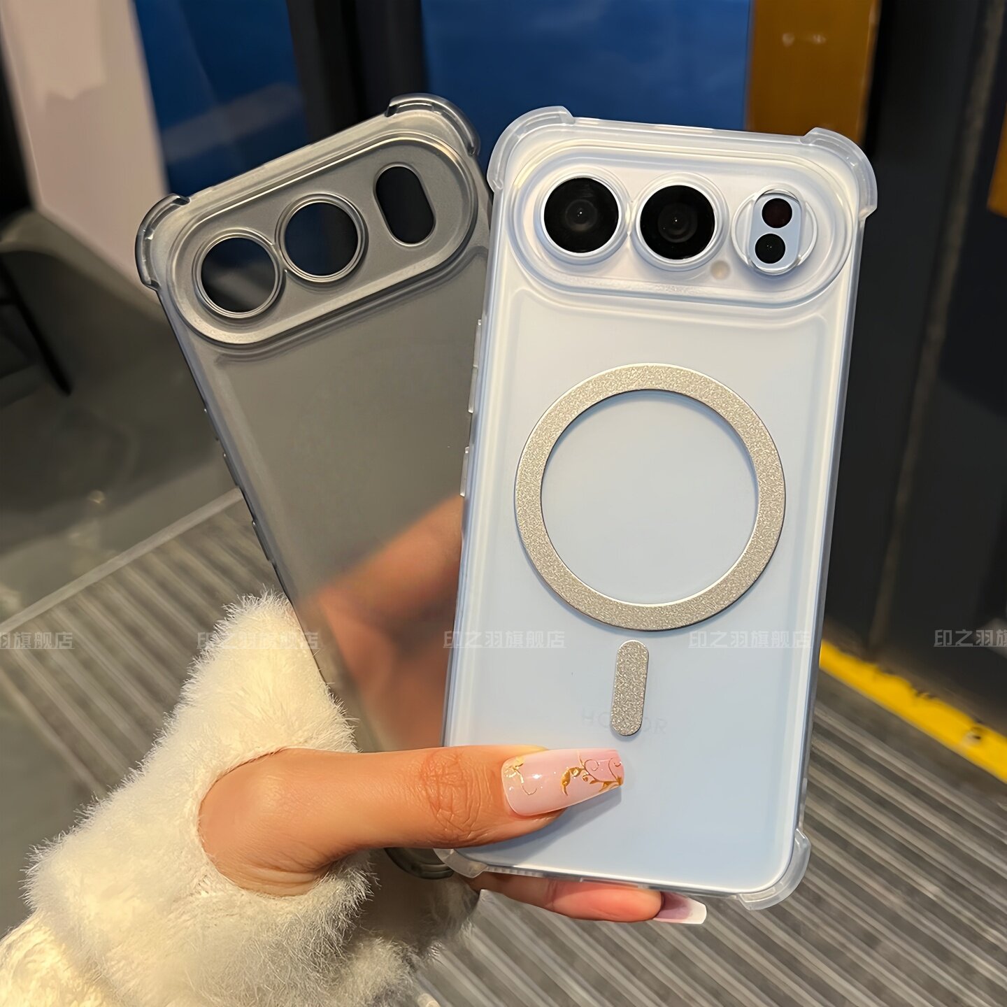 适用荣耀500手机壳新款honor500pro四角气囊防摔磁吸软壳400冰雾磨砂300高级感power2镜头全包win硅胶保护套