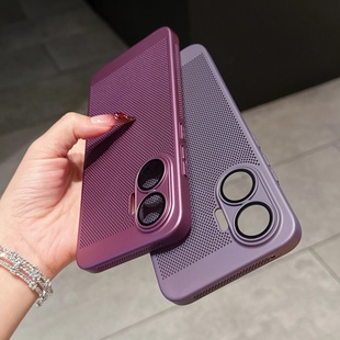 适用红米Turbo4pro手机壳新款K80pro超薄网孔k70透气散热note14pro自带镜头膜小米15pro全包磨砂男女款保护套