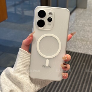 适用oppoReno15pro手机壳新款冰雾磁吸硬壳reno15半透明磨砂14防指纹13全包防摔保护套findx9高级感12男女款