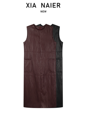 【40.2植鞣蛋白皮+39.8棉+20醋酸】宽松女士气质无袖连衣裙3184