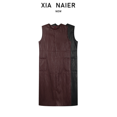 【40.2植鞣蛋白皮+39.8棉+20醋酸】宽松女士气质无袖连衣裙3184