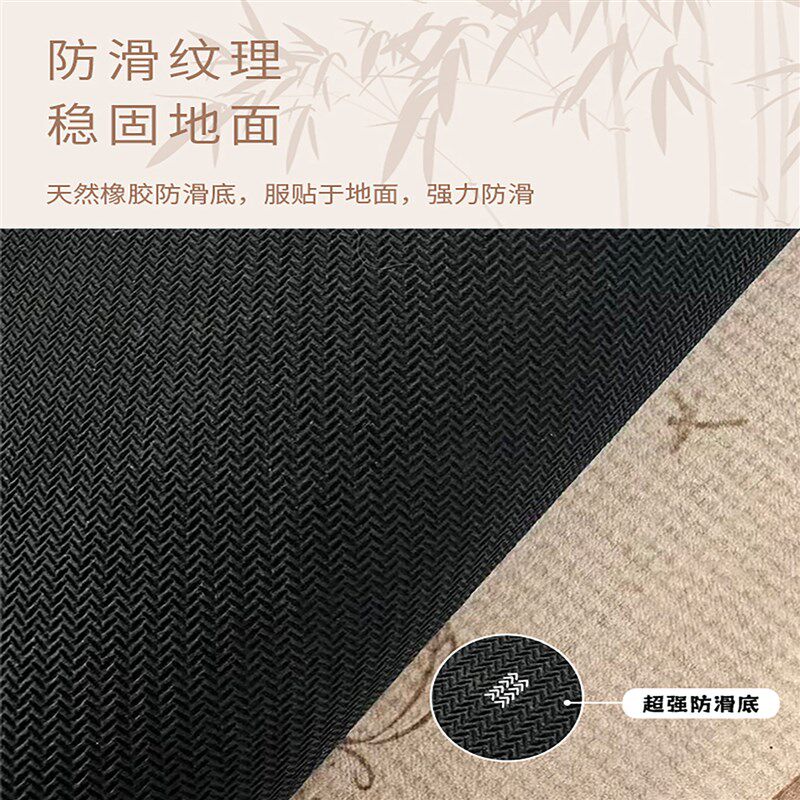速发新中式入户地垫台长条耐脏防滑脚垫进门垫客厅走廊仿棉麻质地