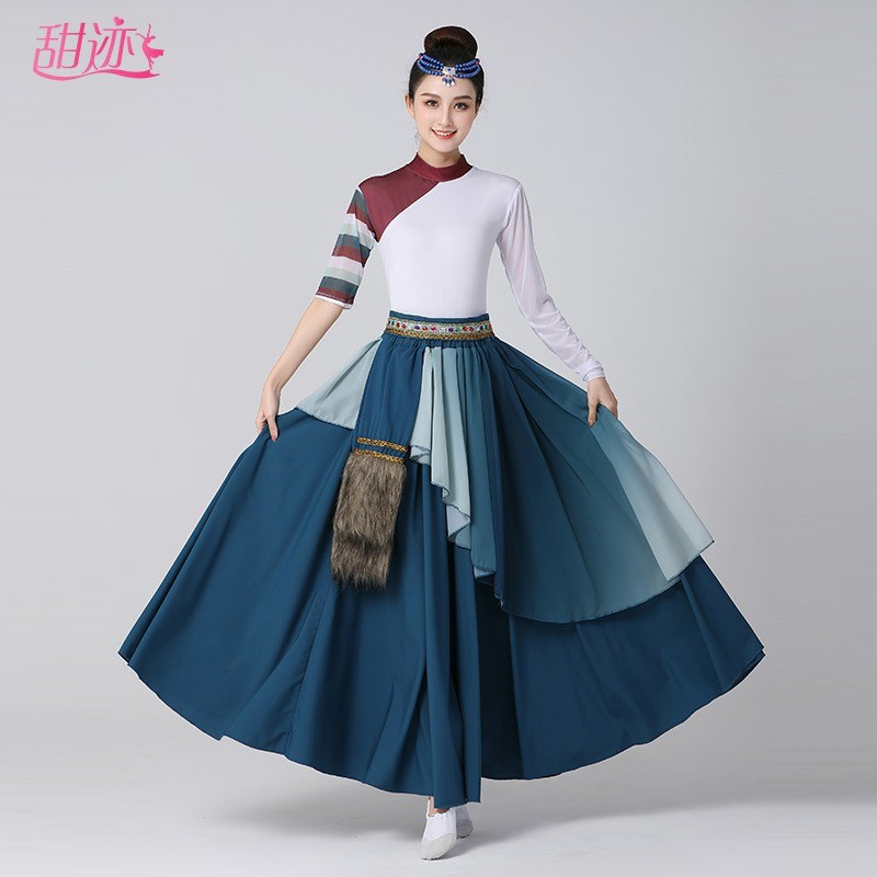 速发藏族舞蹈演出服装蒙古演出服半身裙藏袍服饰表演广场舞新款套