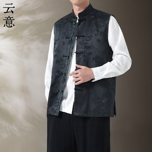 宽松大码 立领唐装 马褂汉服外套 马甲春古盘中扣式 速发复中国风男装