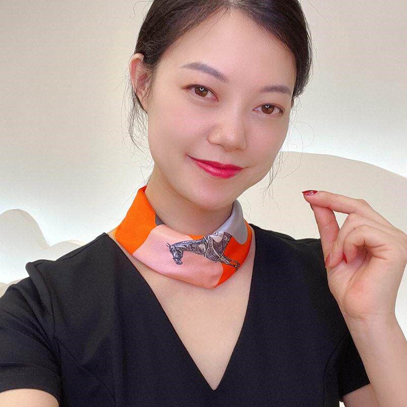 速发韩版磁扣丝巾项链懒人吊坠薄款国风颈链锁骨珍珠小领巾