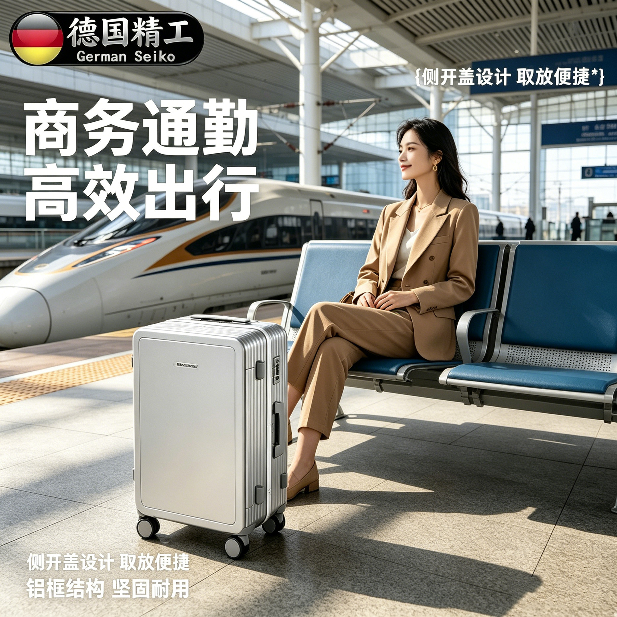 德国进口侧开盖大容量登机行李箱