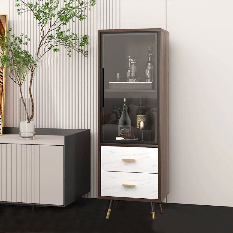 实木带玻璃门酒柜一体包安装