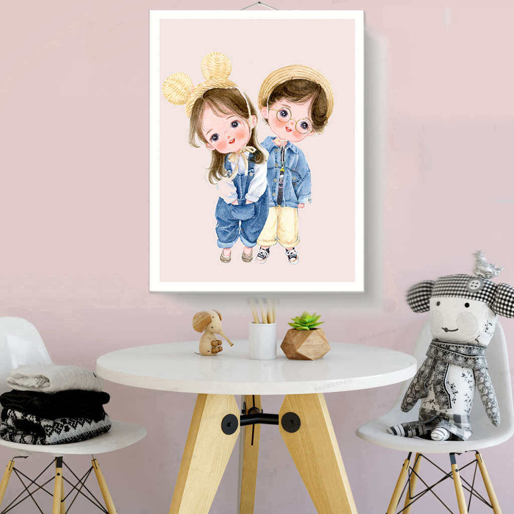 可爱情侣钻石画2025新款卡通小幅简单5d点贴钻十字绣客厅卧室满钻