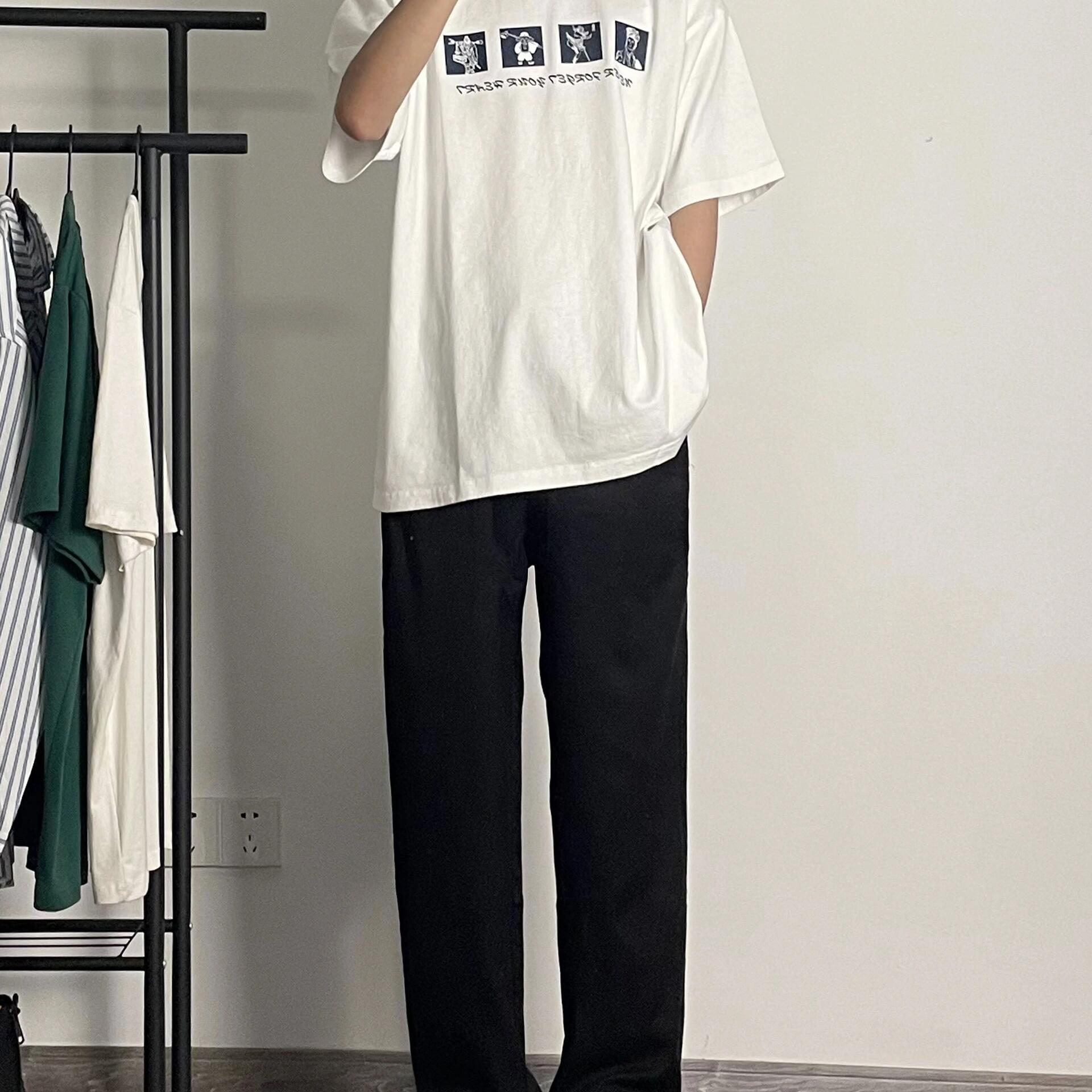 2025新款男装套装日系短袖t恤衣服男生夏天套装工装长裤男夏装潮