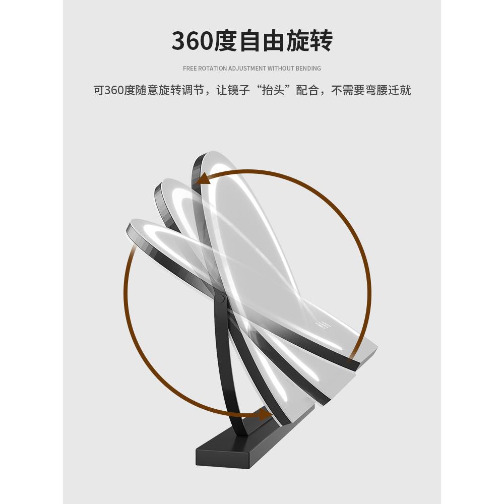 半GCU圆能led灯化妆镜台式桌面卧室梳妆台子发能光智补妆梳智新镜