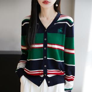 龄25英伦风撞女色条纹尚领精纺羊毛衫 NS5时休闲减百搭 新款 JJYR