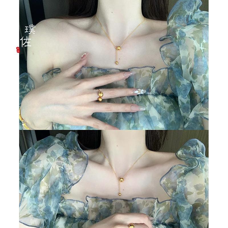 金店同款沙金有球必应项链轻奢小众简约ins潮高级感锁骨链送女友