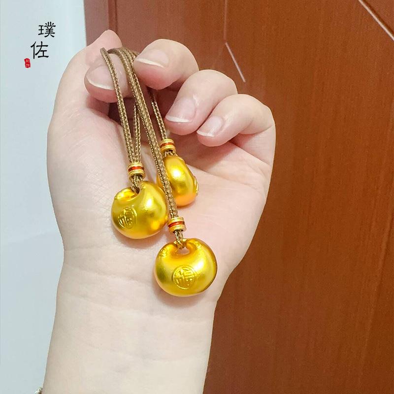 里外一色金店同款久不掉色越南沙金小胖福金坨三代锁包项链手链女