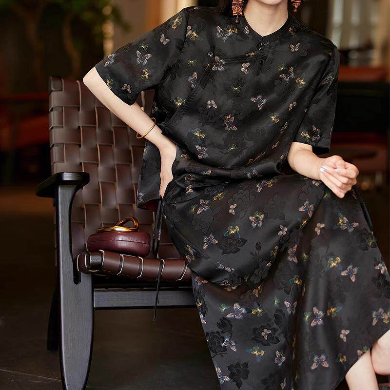 纱上云锦 香云纱套装/连衣裙23真丝 蝴蝶新中式桑蚕丝女装夏季