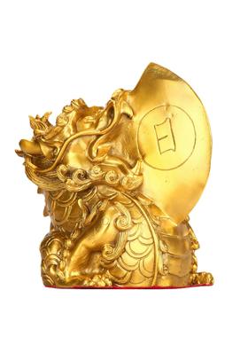 黄铜日月神兽睚眦摆件龙斧子黄铜大小号睚眦神兽招财进宝风水摆件