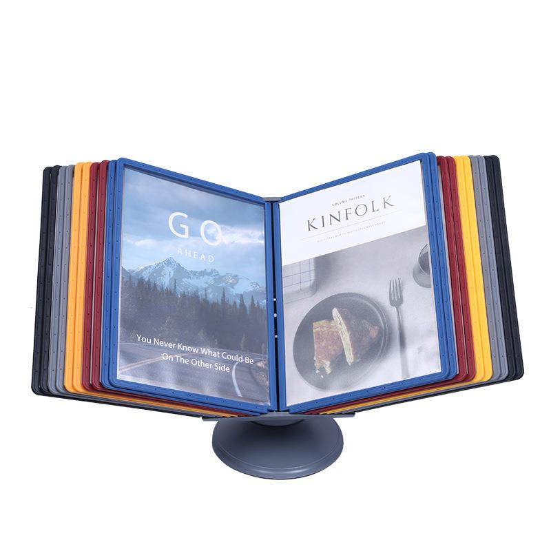 厂家A4旋转翻页文件架40面桌面台式文件展示夹壁挂资料宣传册