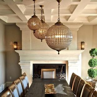 餐厅别墅酒店轻奢网红水晶圆球吊灯 极简约创意个性 美式 乡村风格