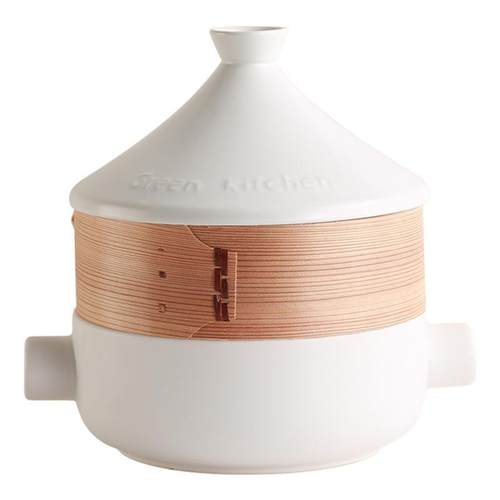 日式陶瓷蒸锅家用砂锅带蒸笼汤锅明火耐高温石锅塔吉锅煲汤炖锅