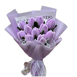 成品郁金香花束扭扭棒手工制作仿真花束摆摊插花