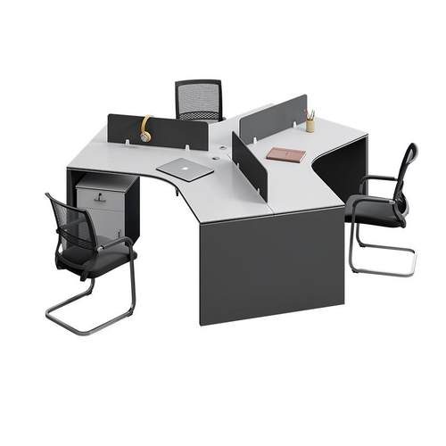 简约现代板式卡座办公桌四人位财务带柜工位办公家具职员办公桌