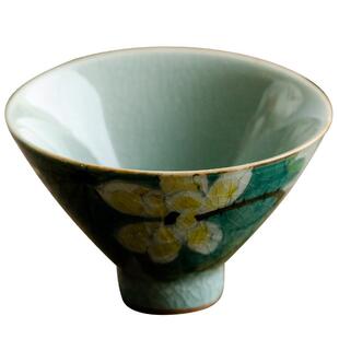 仿古手绘冰片荷花斗笠杯家用陶瓷主人杯功夫茶具品茗杯茶盏