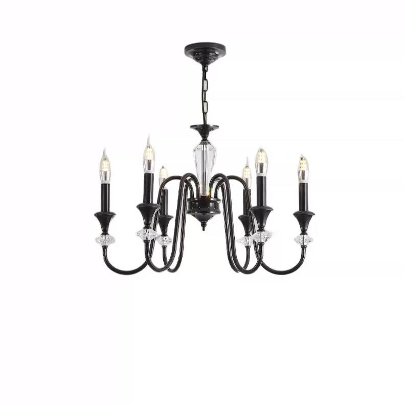 美式复12271水晶吊灯式客厅高级感古烛灯蜡书房主卧法室房间民宿