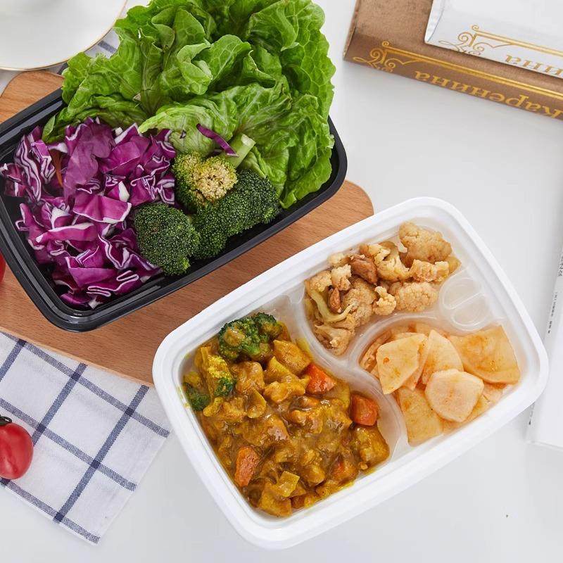 美式黑色长方形1000ML一次性餐盒打包盒快餐便当汤碗加厚外卖饭盒