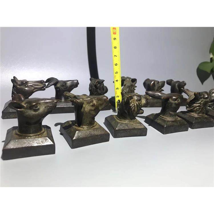 古玩杂项仿古老镀铜器十二生肖印章摆件一套生肖印章成套印章