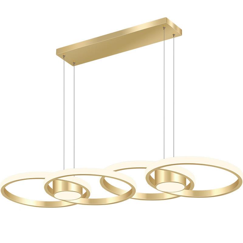 餐厅吊灯现家代简北欧风格金色铝材大气用创约意个餐桌吧台灯性具