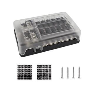 汽车配件保险丝座LED灯12路保险丝盒正负接线极插片式保险丝盒