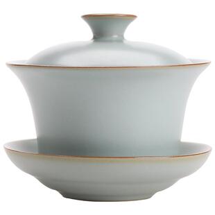 安容盖碗陶瓷功夫茶具大号泡茶碗茶杯汝窑三才盖碗开片可养