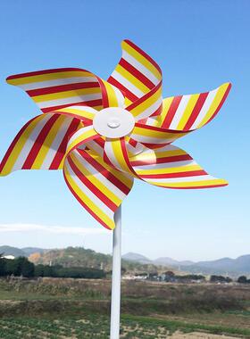 六叶风车玩具批纯色圆点条纹六彩塑料公园幼儿园节日户外装饰风车