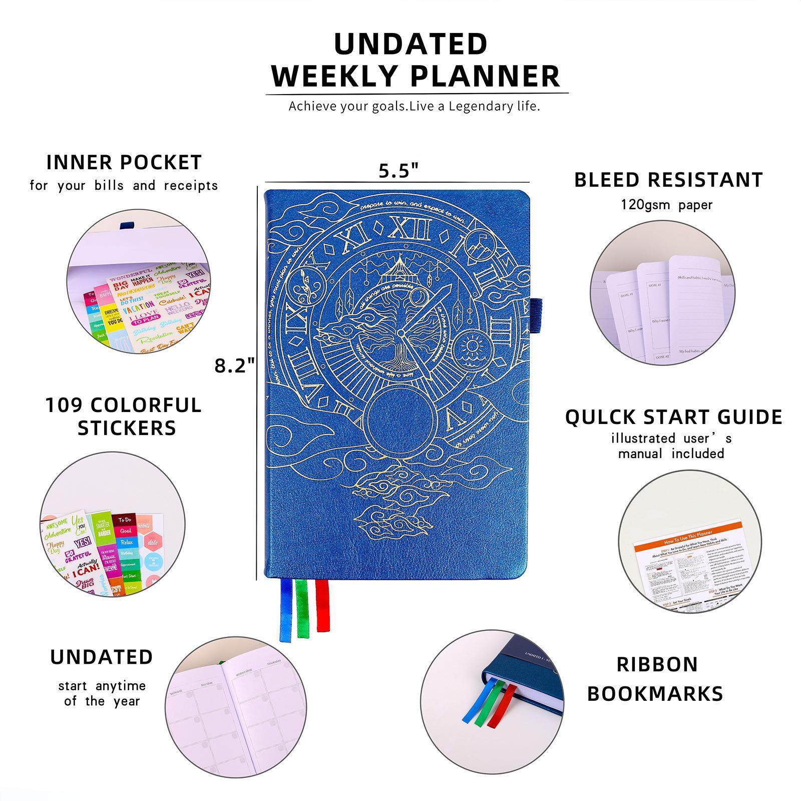 亚马逊笔记本日程本烫金a5记事本加厚计划本周计划本笔记本现货批