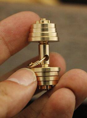 新款黄铜创意迷你可拆卸哑铃挂件国潮钥匙扣摆摊小商品创意吊坠